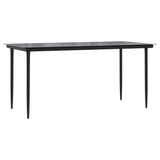 NNEVL 7 Piece Garden Dining Set Black Poly Rattan and Steel