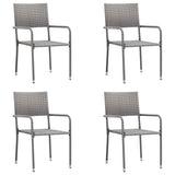 NNEVL 5 Piece Garden Dining Set Grey and Black Poly Rattan and Steel