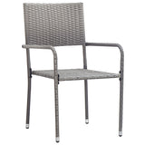NNEVL 5 Piece Garden Dining Set Grey and Black Poly Rattan and Steel
