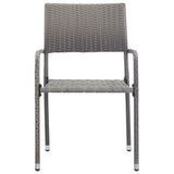 NNEVL 5 Piece Garden Dining Set Grey and Black Poly Rattan and Steel