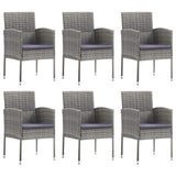 NNEVL 7 Piece Garden Dining Set Grey and Black Poly Rattan and Steel