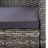 NNEVL 7 Piece Garden Dining Set Grey and Black Poly Rattan and Steel