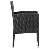 NNEVL 3 Piece Garden Dining Set Black Poly Rattan and Steel