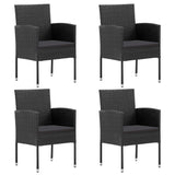 NNEVL 5 Piece Garden Dining Set Black Poly Rattan and Steel