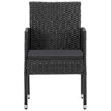 NNEVL 5 Piece Garden Dining Set Black Poly Rattan and Steel