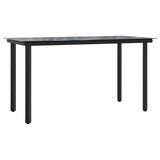 NNEVL 5 Piece Garden Dining Set Black Poly Rattan and Steel