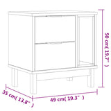 NNEVL Bedside Cabinet FLAM 49x35x50 cm Solid Wood Pine