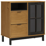NNEVL Sideboard with Glass Door FLAM 80x40x80 cm Solid Wood Pine