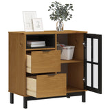 NNEVL Sideboard with Glass Door FLAM 80x40x80 cm Solid Wood Pine