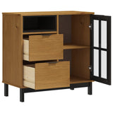 NNEVL Sideboard with Glass Door FLAM 80x40x80 cm Solid Wood Pine