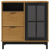 NNEVL Sideboard with Glass Door FLAM 80x40x80 cm Solid Wood Pine