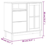 NNEVL Sideboard with Glass Door FLAM 80x40x80 cm Solid Wood Pine