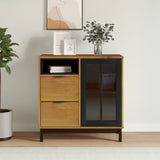 NNEVL Sideboard with Glass Door FLAM 80x40x80 cm Solid Wood Pine