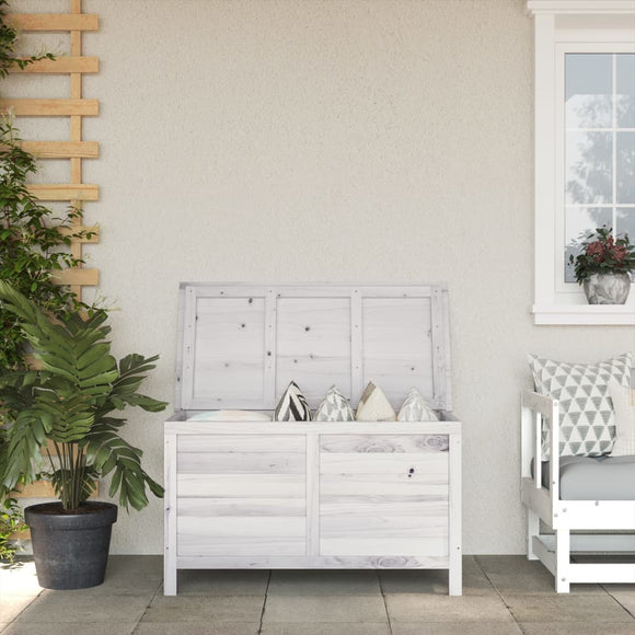 NNEVL Garden Storage Box White 99x49.5x58.5 cm Solid Wood Fir