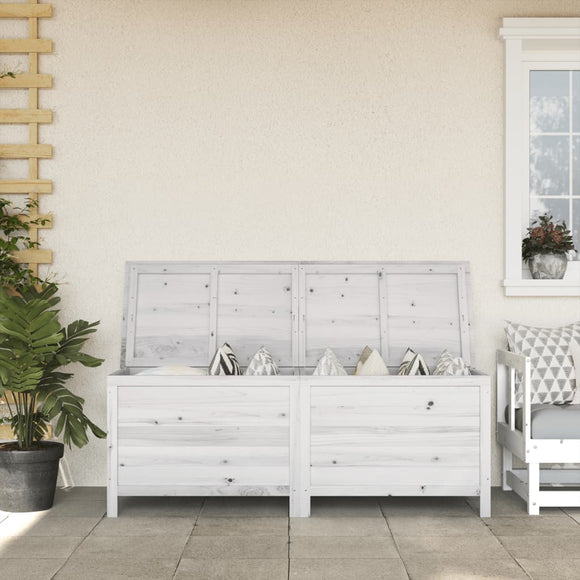 NNEVL Garden Storage Box White 150x50x56.5 cm Solid Wood Fir