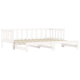 NNEVL Day Bed with Trundle White 92x187 cm Single Size Solid Wood Pine