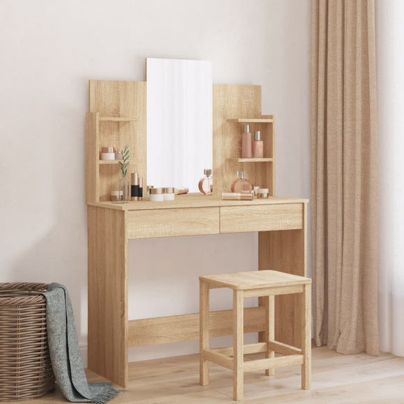 NNEVL Dressing Table with Mirror Sonoma Oak 96x39x142 cm