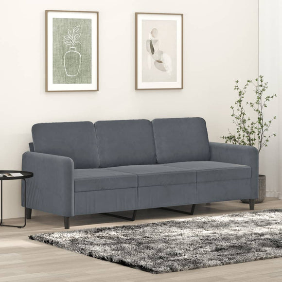 NNEVL 3-Seater Sofa Dark Grey Velvet 180 cm