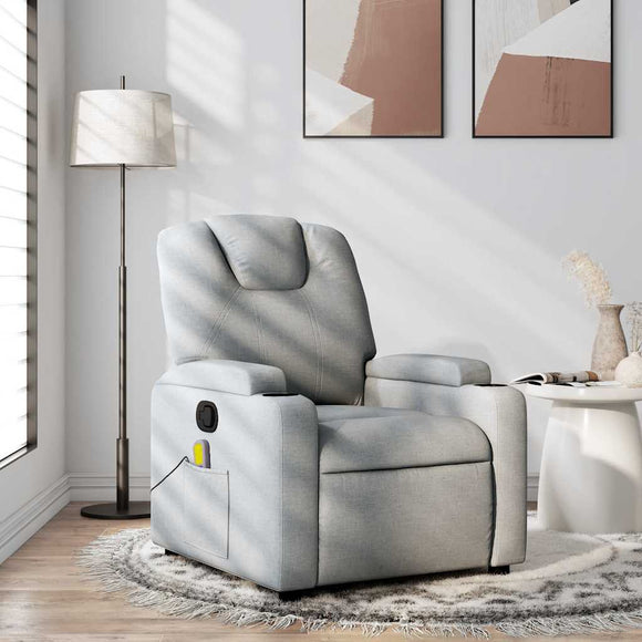 NNEVL Massage Recliner Chair Light Grey Fabric