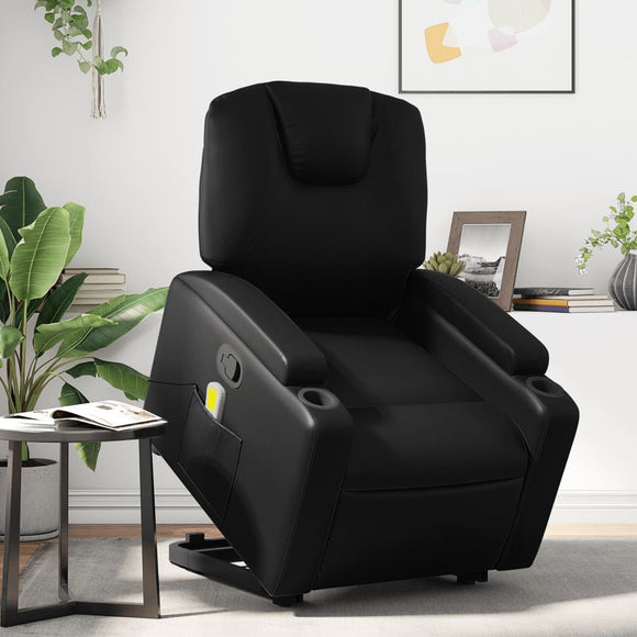 NNEVL Stand up Massage Recliner Chair Black Faux Leather