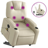 NNEVL Stand up Massage Recliner Chair Cream Faux Leather