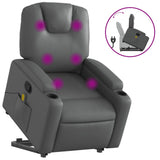 NNEVL Stand up Massage Recliner Chair Grey Faux Leather
