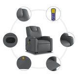 NNEVL Stand up Massage Recliner Chair Grey Faux Leather