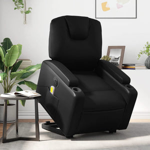 NNEVL Electric Stand up Massage Recliner Chair Black Faux Leather