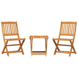 NNEVL 3 Piece Folding Garden Dining Set Solid Wood Acacia