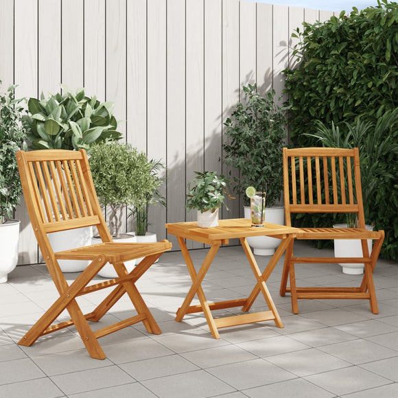 NNEVL 3 Piece Folding Garden Dining Set Solid Wood Acacia