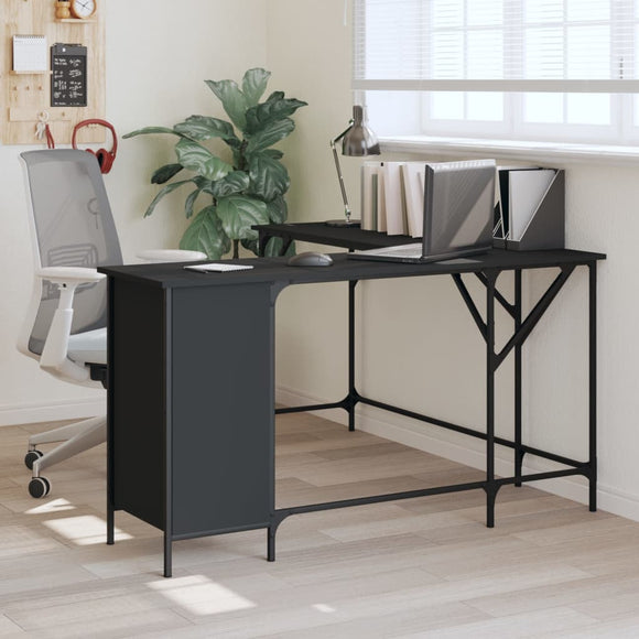 NNEVL Desk Black 141x141x75 cm Engineered Wood