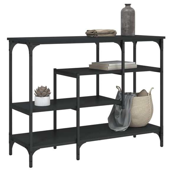 NNEVL Console Table with Shelves Black 100x35x75 cm