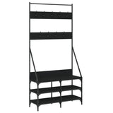 NNEVL Clothes Rack with Shoe Storage Black 90x34x184 cm