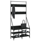 NNEVL Clothes Rack with Shoe Storage Black 90x34x184 cm