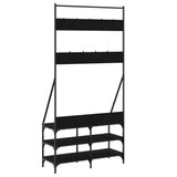 NNEVL Clothes Rack with Shoe Storage Black 90x34x184 cm
