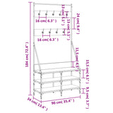 NNEVL Clothes Rack with Shoe Storage Black 90x34x184 cm