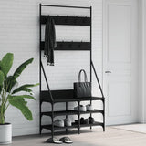 NNEVL Clothes Rack with Shoe Storage Black 90x34x184 cm
