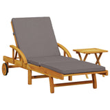 NNEVL Sun Lounger with Cushion and Table Solid Wood Acacia