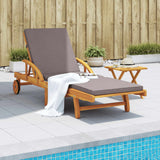 NNEVL Sun Lounger with Cushion and Table Solid Wood Acacia