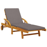 NNEVL Sun Lounger with Cushion and Table Solid Wood Acacia