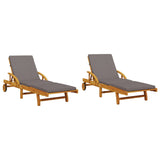 NNEVL Sun Loungers 2 pcs with Table Solid Wood Acacia