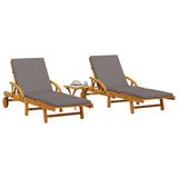NNEVL Sun Loungers 2 pcs with Table Solid Wood Acacia