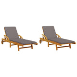 NNEVL Sun Loungers 2 pcs with Cushions 200x68x83 cm Solid Wood Acacia