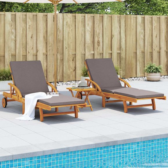 NNEVL Sun Loungers 2 pcs with Cushions 200x68x83 cm Solid Wood Acacia