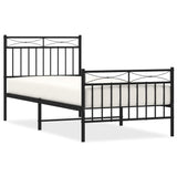 NNEVL Metal Bed Frame without Mattress with Footboard Black 90x190 cm