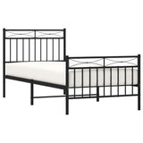 NNEVL Metal Bed Frame without Mattress with Footboard Black 90x190 cm