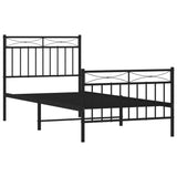 NNEVL Metal Bed Frame without Mattress with Footboard Black 90x190 cm
