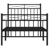 NNEVL Metal Bed Frame without Mattress with Footboard Black 90x190 cm