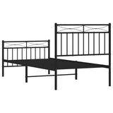 NNEVL Metal Bed Frame without Mattress with Footboard Black 90x190 cm