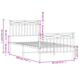 NNEVL Metal Bed Frame without Mattress with Footboard Black 90x190 cm